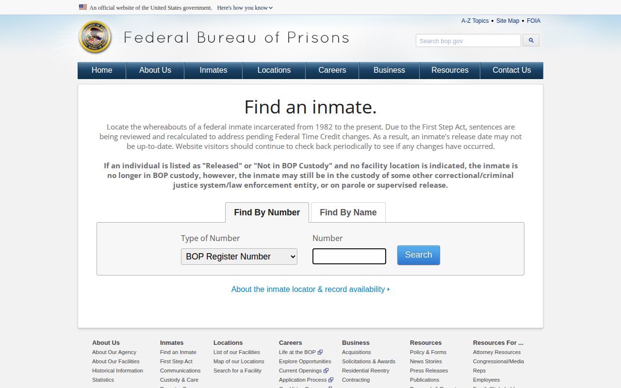 BOP search for Clay County federal released inmates